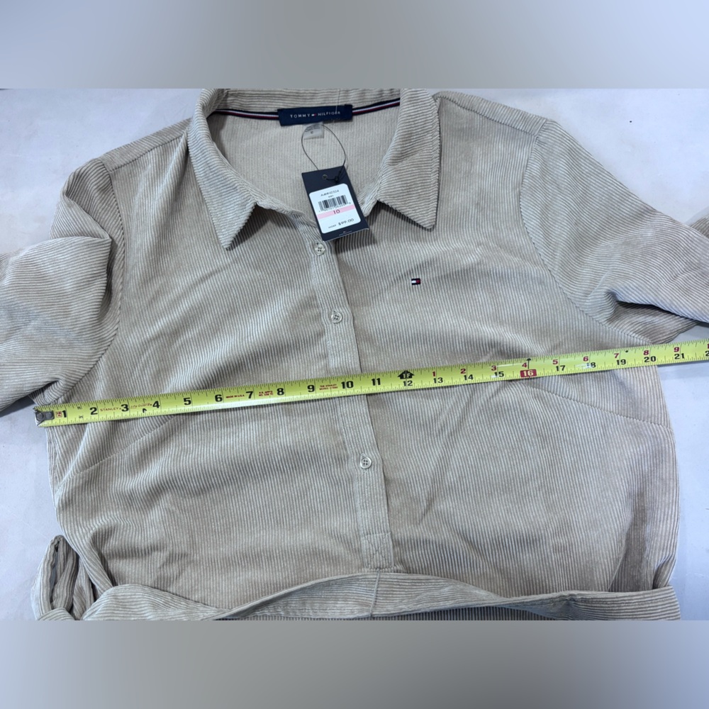 Tommy Hilfiger Taupe Button-Up Midi Dress - Picture 6 of 16